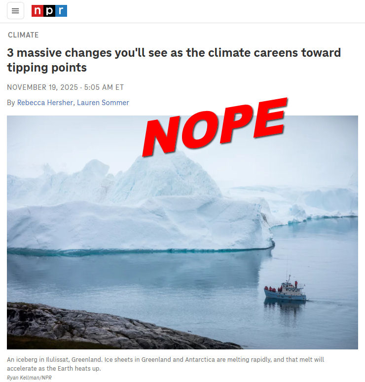 NPR’s Climate ‘Tipping Points’ Advocacy – Three Claims, Zero Evidence