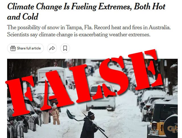 False, New York Times, Climate Change Doesn’t Cause Both Extreme Heat and Extreme Cold