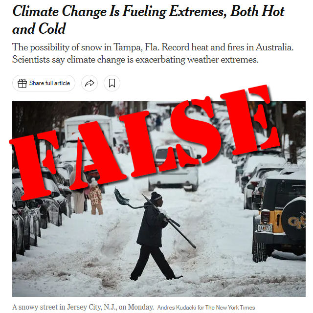 False, New York Times, Climate Change Doesn’t Cause Both Extreme Heat and Extreme Cold