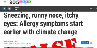WESA Is Wrong, Sneezing and Watering Eyes Aren’t Climate Change Indicators
