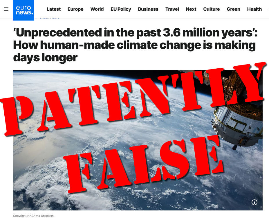 No, Euronews, a Millisecond Change in the Length of Day Can’t Be Tied to Climate Change, Nor Is It a Crisis