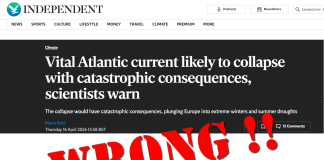Wrong, The Independent, the Atlantic Current Isn’t on the Brink of Collapse