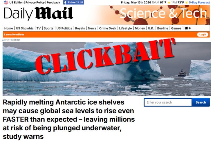 Wrong, Daily Mail, Future Melting Antarctic Ice Isn’t Going to Drown Millions