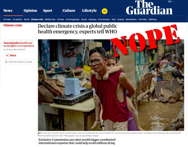 Sorry, Health ‘Experts’ and The Guardian, Climate Change Isn’t Causing a ‘Public Health Emergency’